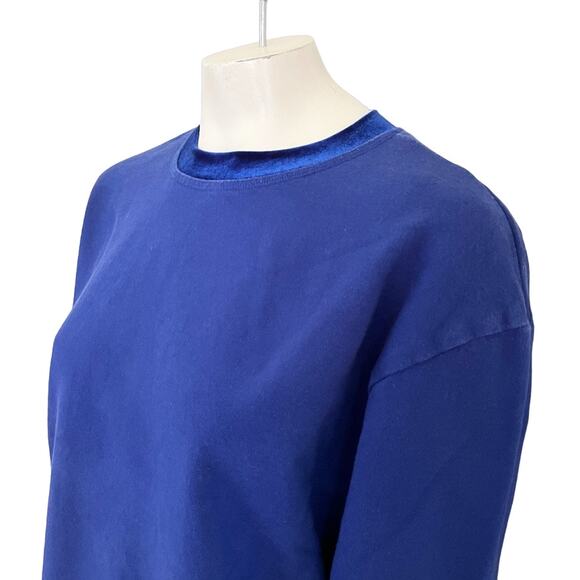 VTG GANTOS Velvet Trimmed Sweatshirt in Royal Blue SZ XL - Picture 3 of 12